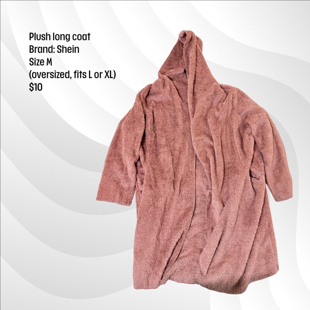 Plush long coat, size M, oversized.